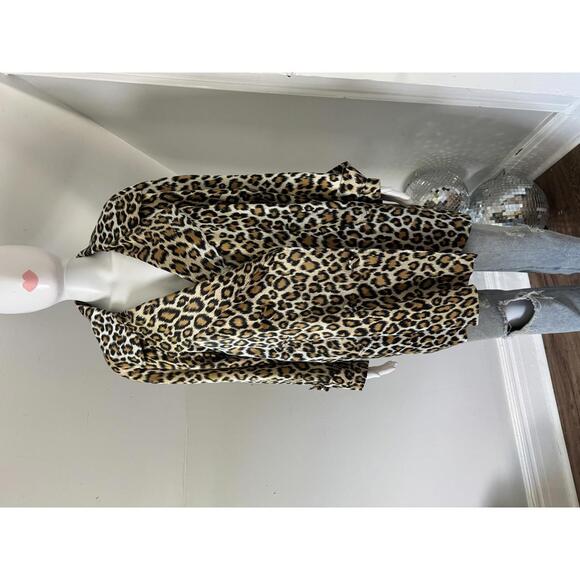 Vintage 1980s Leopard Print Overcoat, Size Large, Rocker, Pinup, Rockabilly - Picture 1 of 9
